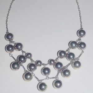 Silver Tone Statement Necklace Wove Wire Bib Style